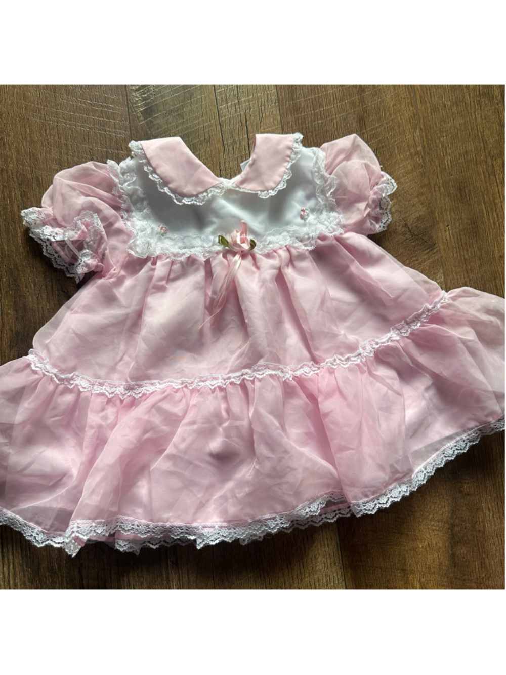 Boutique Baby Girl Bryan Formal Dress 6-9 Months Pink White Lace